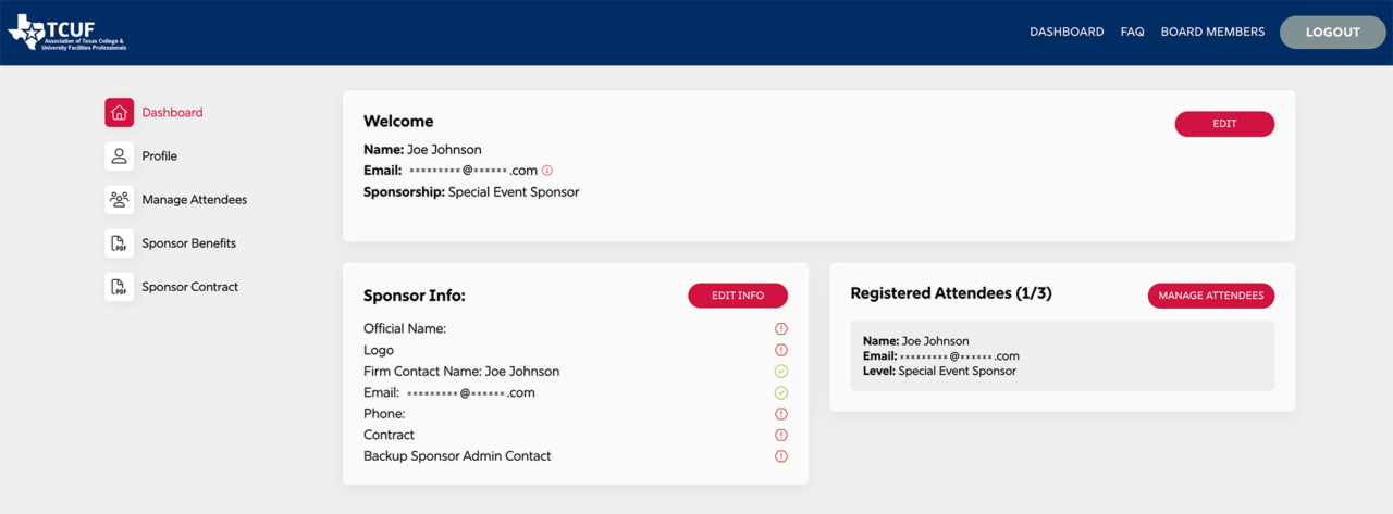 Sponsor Dashboard Example