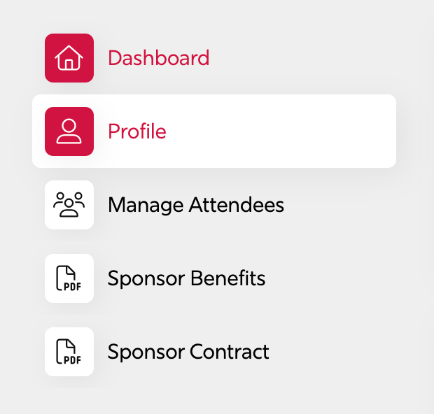 Left hand user menu on the Dashboard