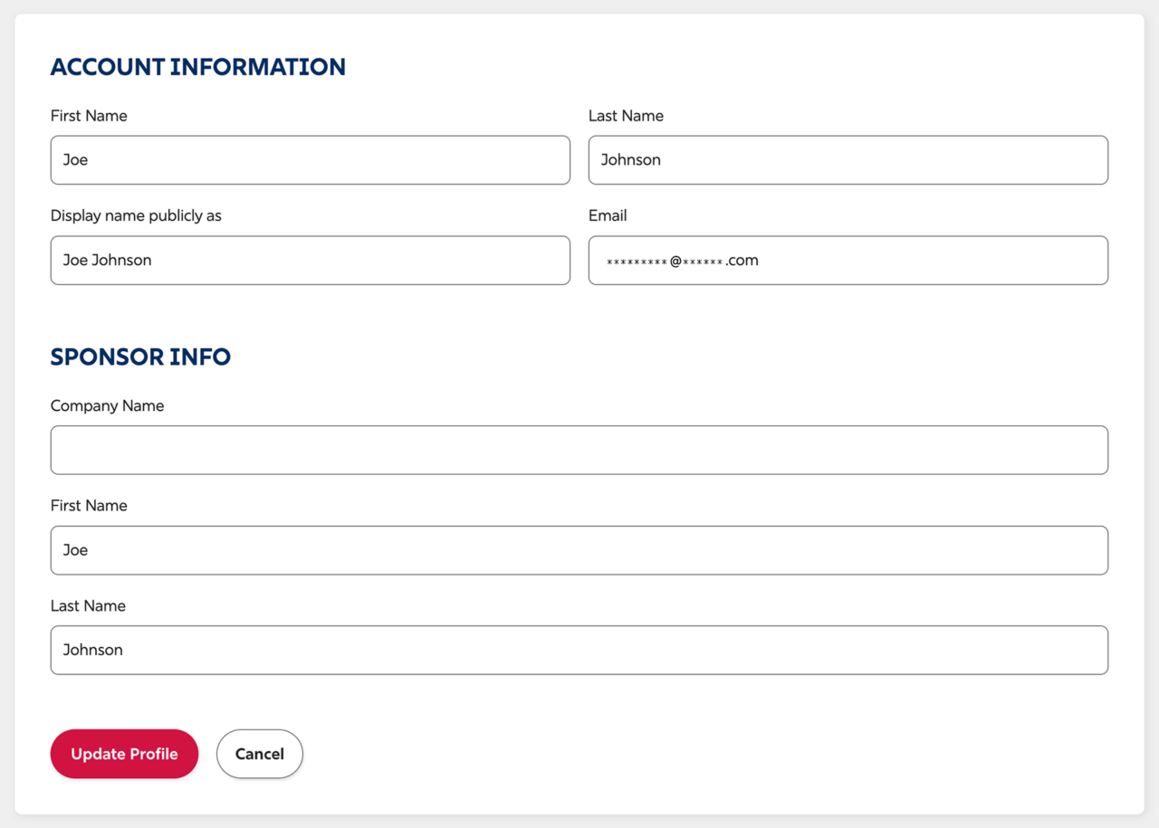 Account Information Form Preview